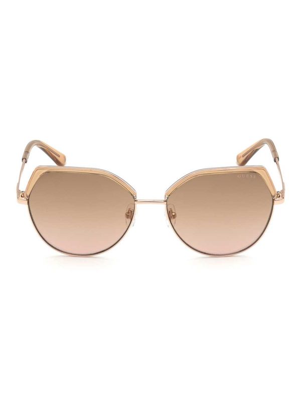 Apricot Women's Guess Geometric Sunglasses Australia Sale | 513HAEKDO