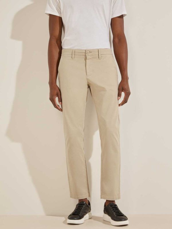 Beige Men's Guess Myron Twill Skinny Pants Australia Sale | 109TWFRYU