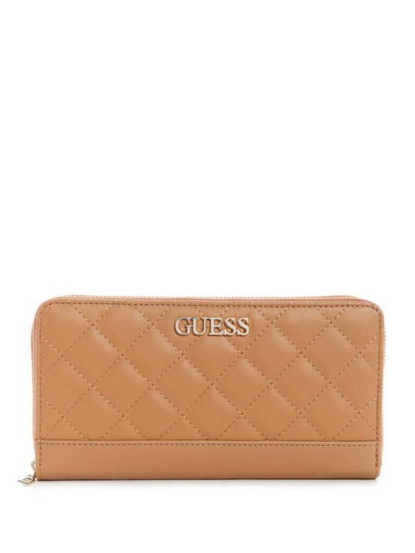 Beige Women's Guess Illy Check Organizer Wallets Australia Sale | 053IGNMFP