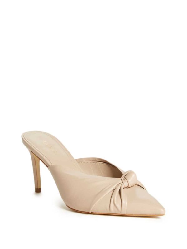 Beige Women's Guess Knot Front Pointed Toe Mules Mules Australia Sale | 721YIELOT