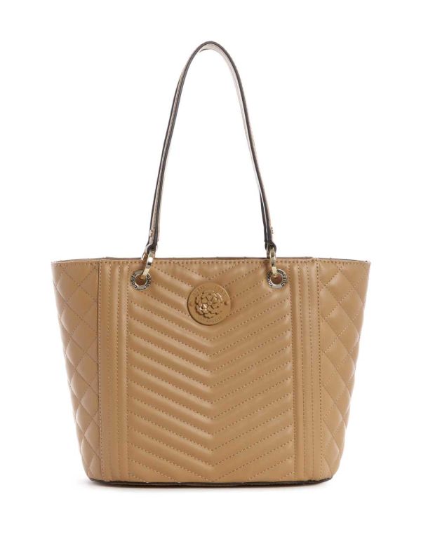 Beige Women's Guess Noelle Small Elite Tote Bags Australia Sale | 963THSVFR