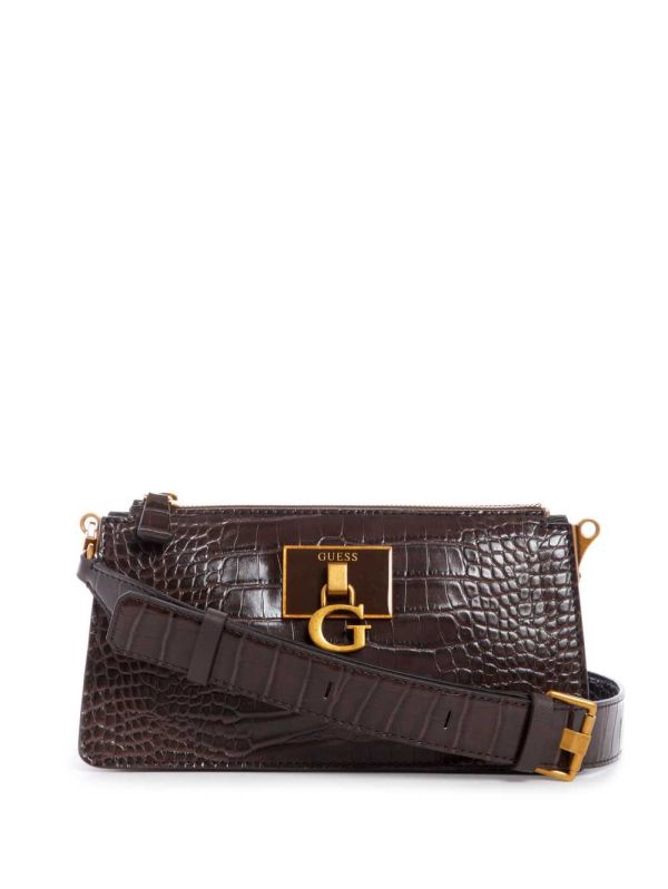 Black Brown Women's Guess Stephi Mini Crossbody Bags Australia Sale | 189QJEZKW