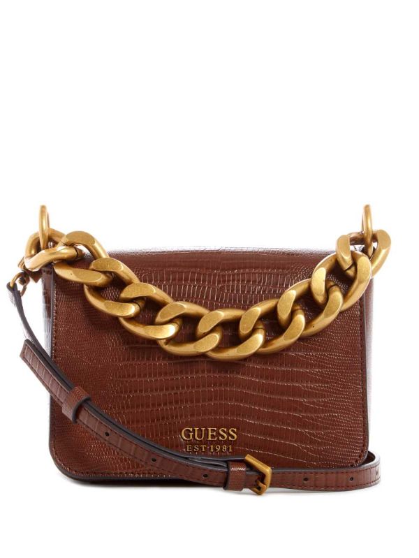 Black Brown Women's Guess Tullia Mini Crossbody Bags Australia Sale | 169BMKIDW