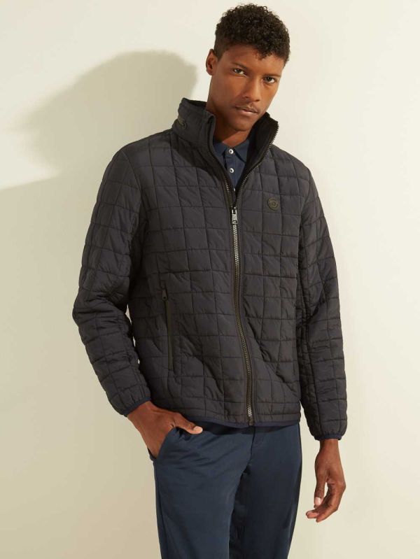 Black Men's Guess Active Nylon Puffer Jackets Australia Sale | 524LATIFK