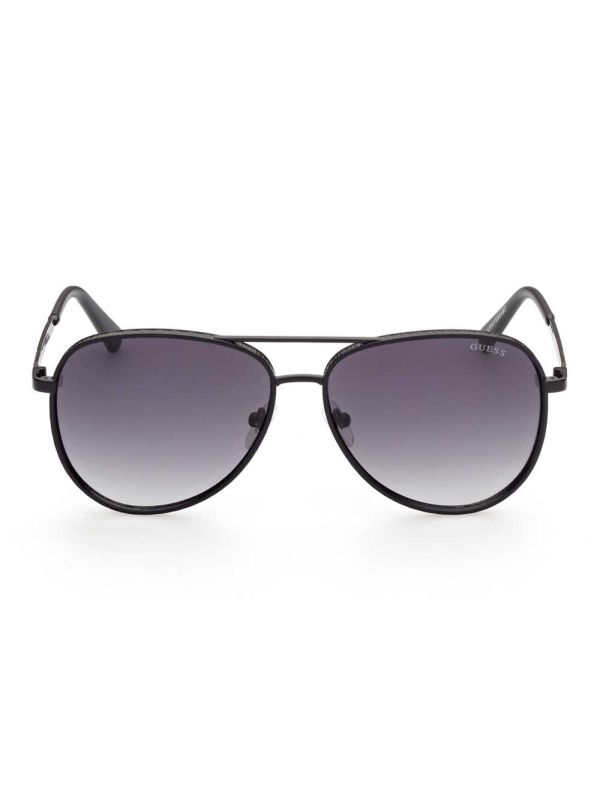 Black Men's Guess Aviator Sunglasses Australia Sale | 781AGEIVC