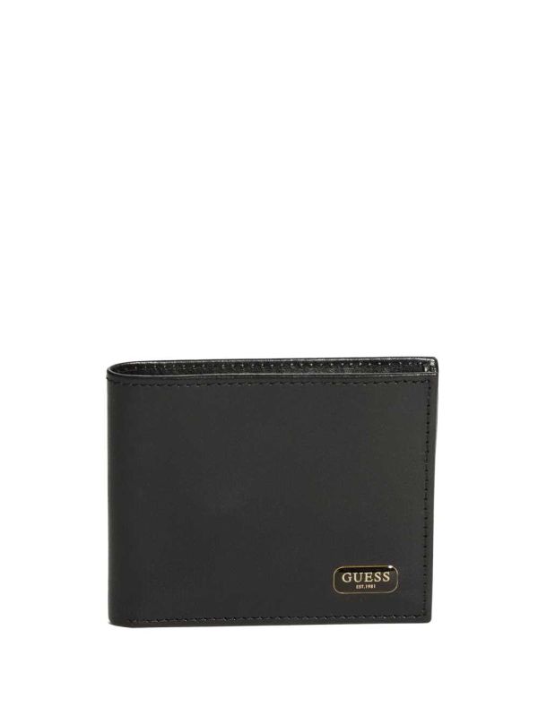 Black Men's Guess Chavez Passcase Wallets Australia Sale | 907RGHEMP