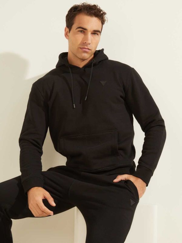 Black Men's Guess Eco Aldwin Hoodie Australia Sale | 304UEYHDT