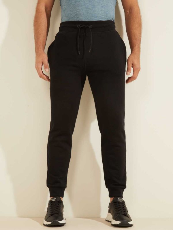 Black Men's Guess Eco Aldwin Logo Pants Australia Sale | 873RBQHSO