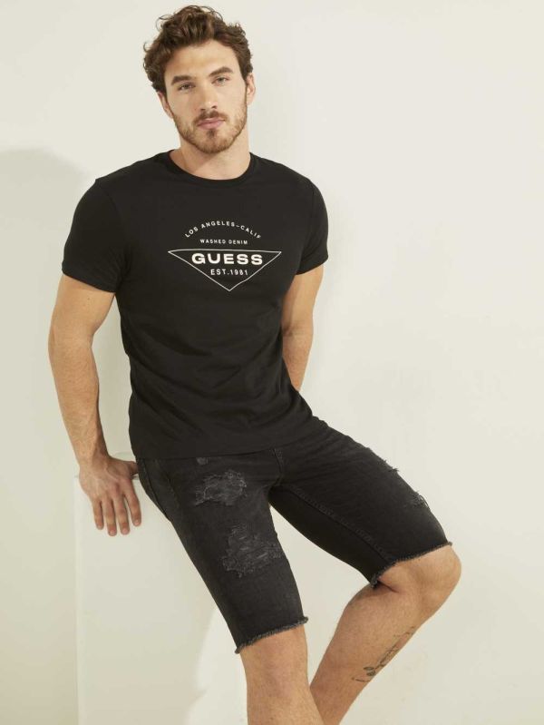 Black Men's Guess Eco Logo T-shirt Australia Sale | 845GSMOWK