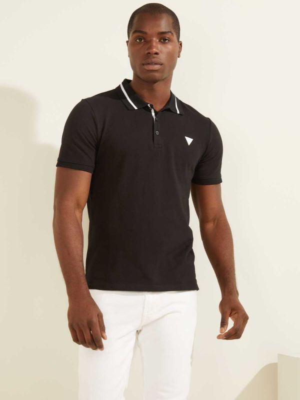 Black Men's Guess Eco Lyle Polo Shirts Australia Sale | 324DUFOSI