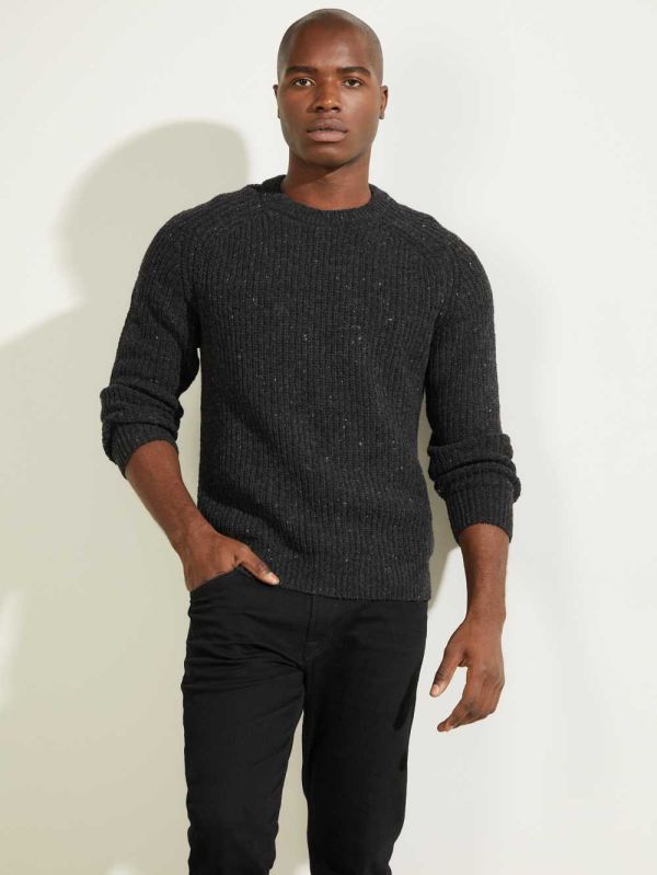 Black Men's Guess Lester Hunter Jumper Sweaters Australia Sale | 216VWNEKB