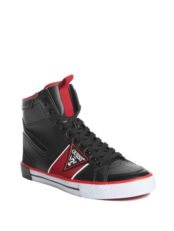 Black Men's Guess Maeno Triangle Logo High-Top Sneakers Australia Sale | 963XLVPKD