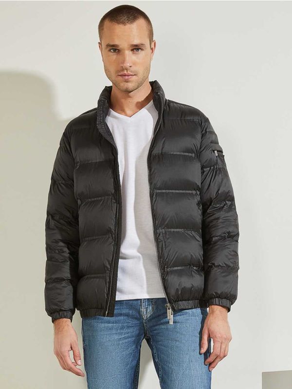 Black Men's Guess Quilted Puffer Jackets Australia Sale | 231FYZTAJ