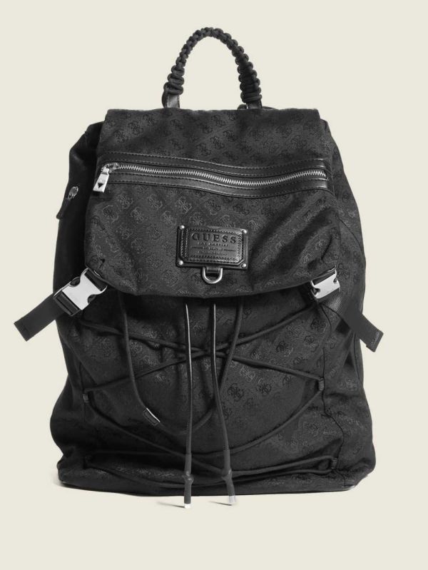 Black Men's Guess Salameda Flap Backpack Australia Sale | 647KTZYIQ