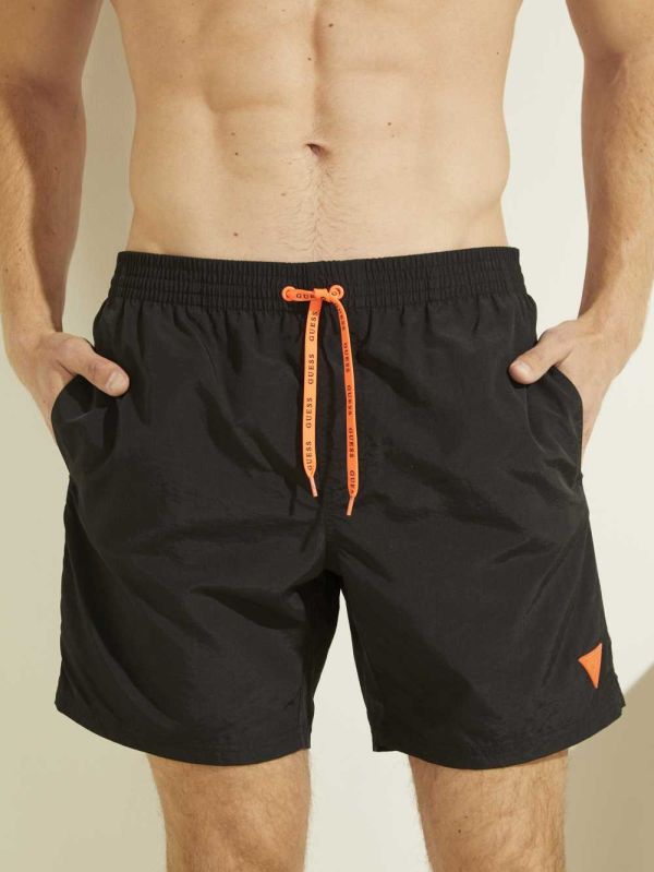 Black Men's Guess Solid Swim Trunks Swimwear Australia Sale | 149UPCIRX