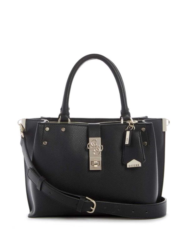 Black Women's Guess Albury Small Girlfriend Satchel Bags Australia Sale | 326QMYRUE