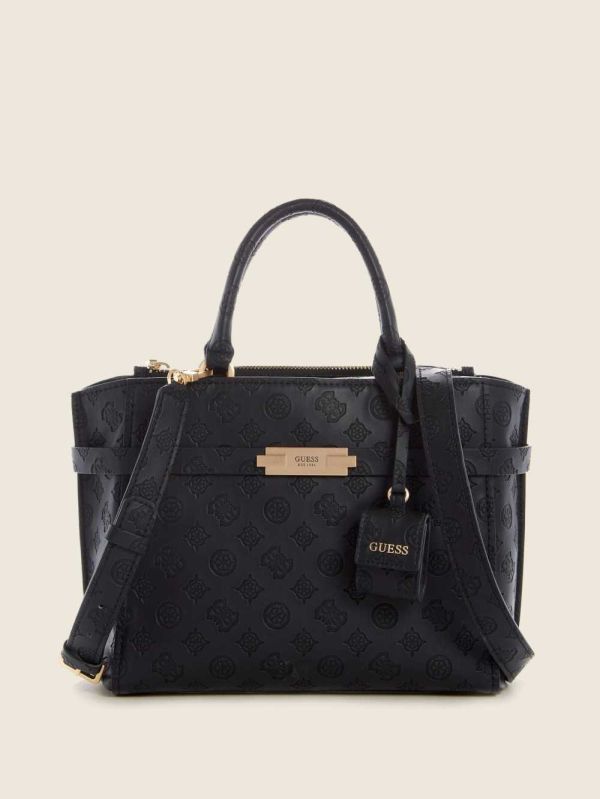 Black Women's Guess Bea Society Satchel Bags Australia Sale | 839NHYROV