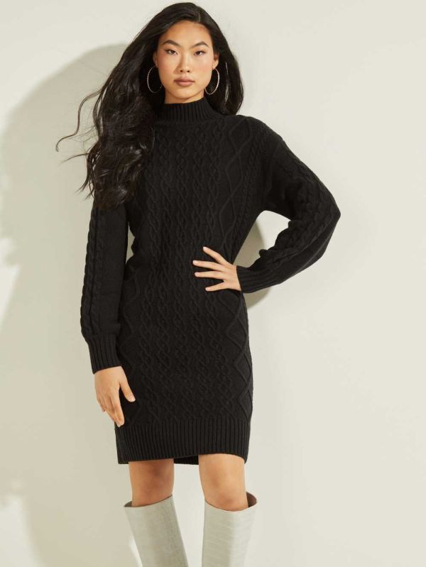 Black Women's Guess Cassandra Cable Dresses Australia Sale | 709OMNCAD