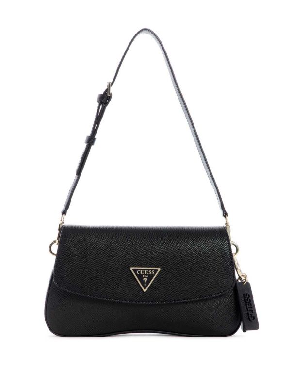 Black Women's Guess Cordelia Flap Shoulder Bags Australia Sale | 734RNZVJQ