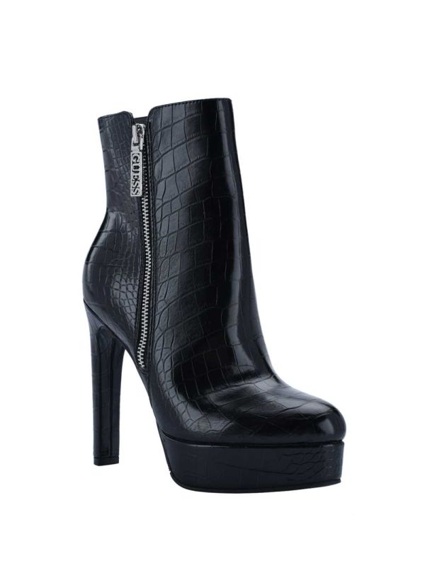 Black Women's Guess Dejah Croc Platform Booties Australia Sale | 652TRDHQB