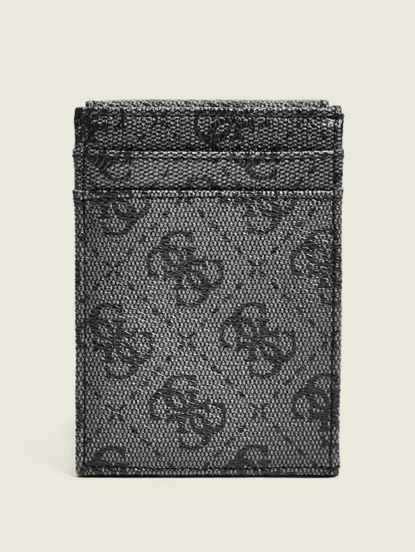 Black Women's Guess Don Logo-Print Magnetic Card Case Wallets Australia Sale | 785NMPFDE