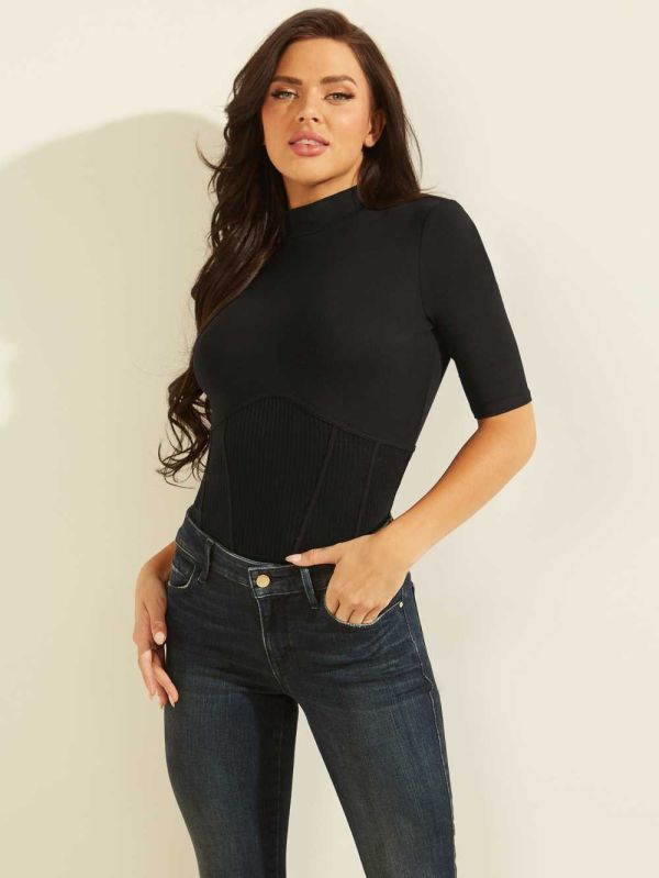 Black Women's Guess Eco Morgan Top Tops Australia Sale | 918DPLZHI