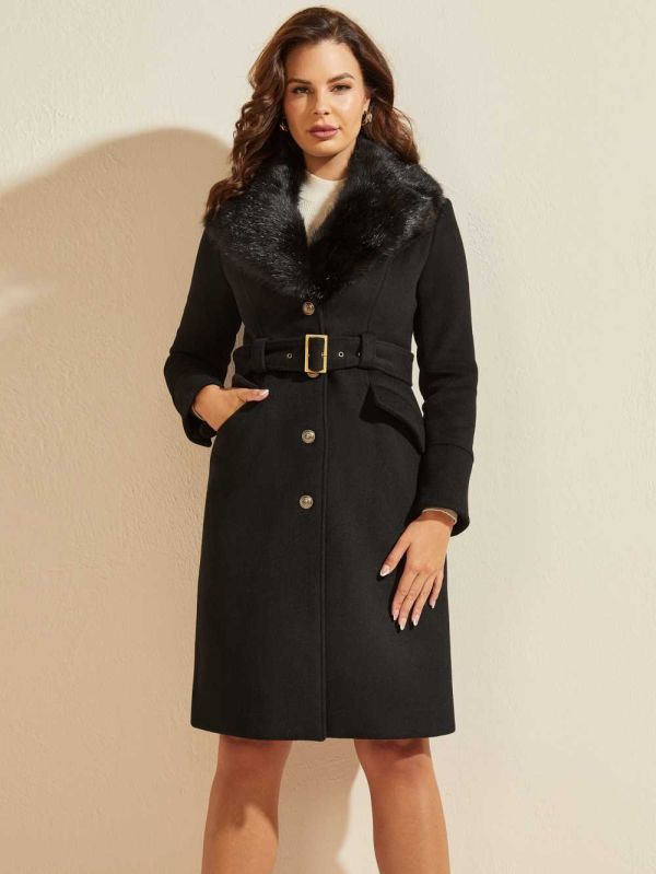 Black Women's Guess Elly Wool Coats Australia Sale | 652PFKHES