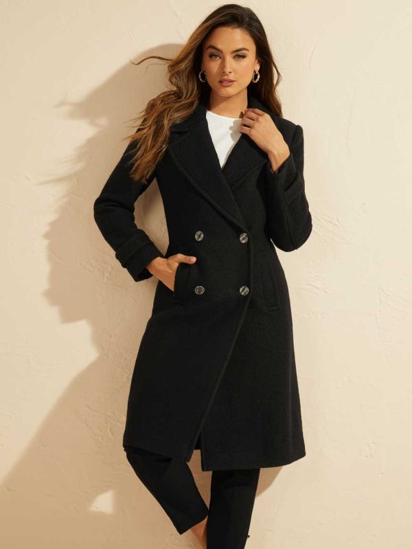 Black Women's Guess Fia Coats Australia Sale | 162IYNOUZ