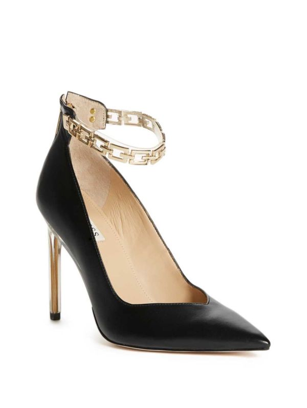 Black Women's Guess G-Chain Ankle Strap Pumps Pumps Australia Sale | 216HFSINL