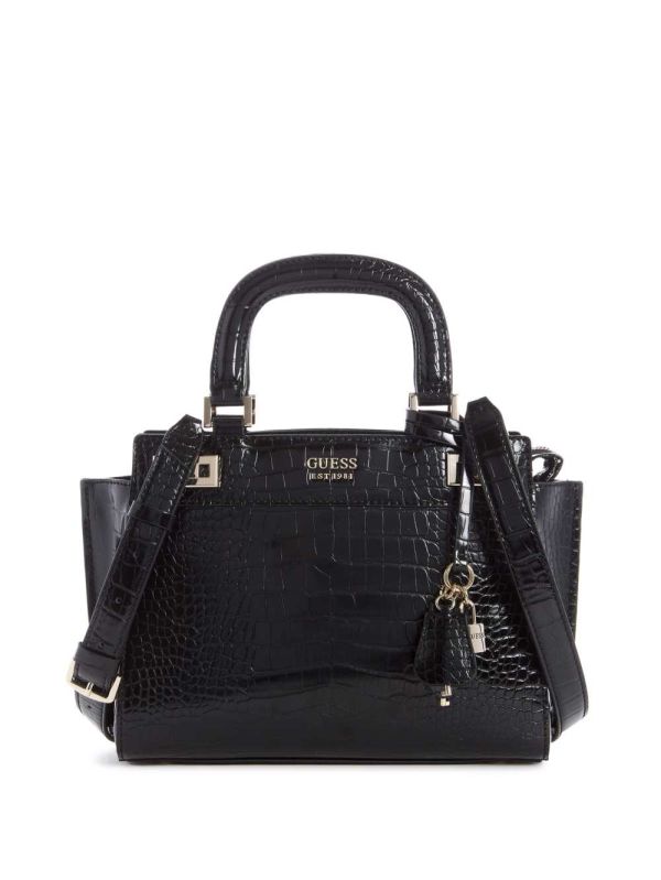 Black Women's Guess Katey Girlfriend Satchel Bags Australia Sale | 043UYPERA