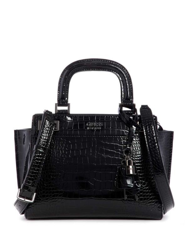 Black Women's Guess Katey Girlfriend Satchel Bags Australia Sale | 701HYFNWR