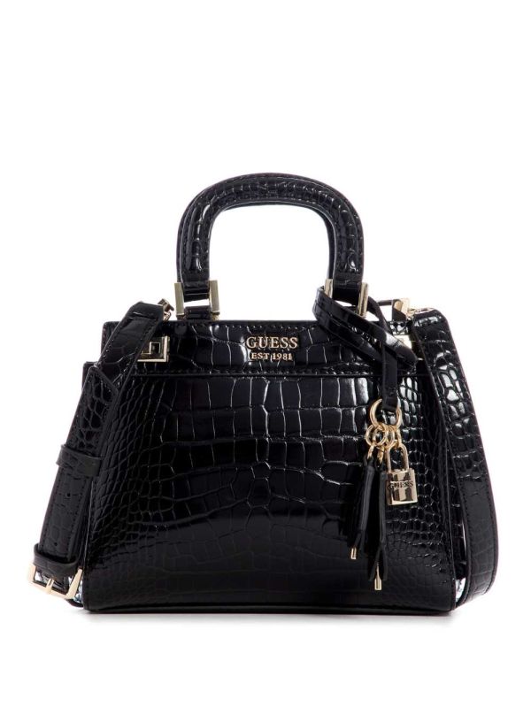 Black Women's Guess Katey Mini Satchel Bags Australia Sale | 963SICVXG