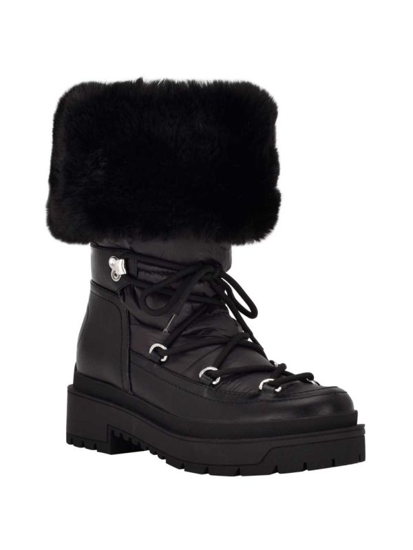 Black Women's Guess Larya Faux-Fur Snow Boots Australia Sale | 507KOUIWX