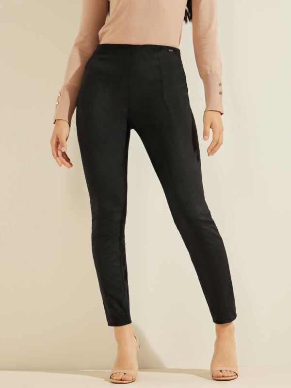 Black Women's Guess Maya Faux-Suede Leggings Australia Sale | 216ZNVAQP