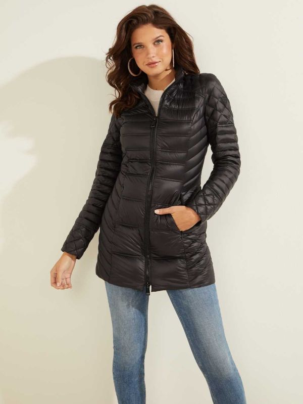 Black Women's Guess Natasha Packable Down Jackets Australia Sale | 524PMEQNO