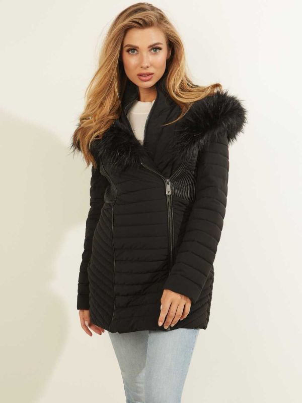 Black Women's Guess Oxana Quilted Jackets Australia Sale | 814TCKLWD