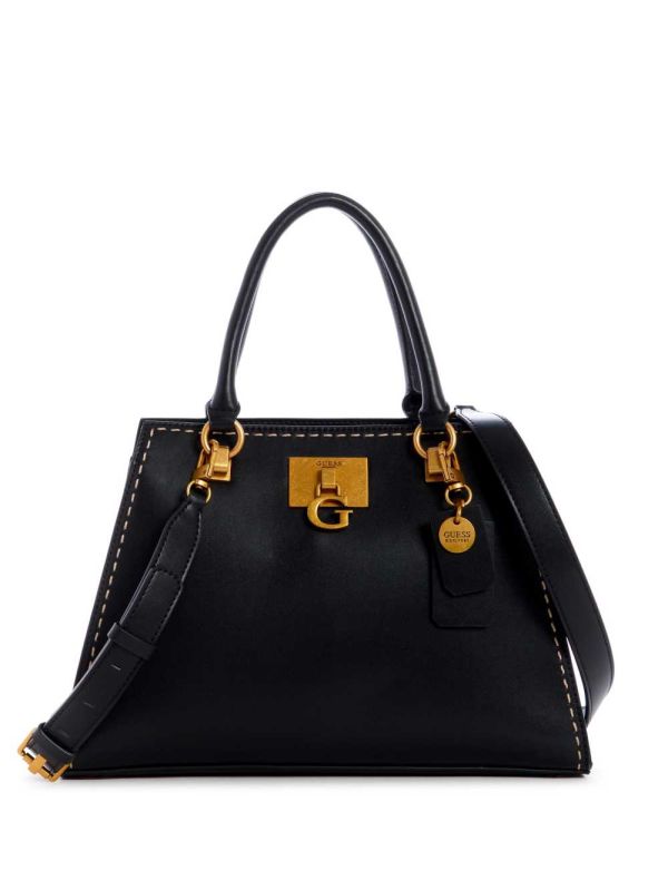 Black Women's Guess Stephi Girlfriend Satchel Bags Australia Sale | 402OEVIJA