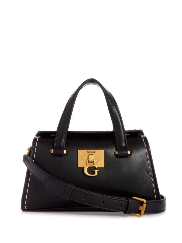 Black Women's Guess Stephi Mini Satchel Bags Australia Sale | 145JDRQOS