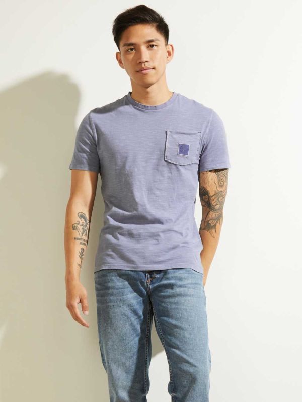 Blue Men's Guess G Stamp T-shirt Australia Sale | 027TNEQZR