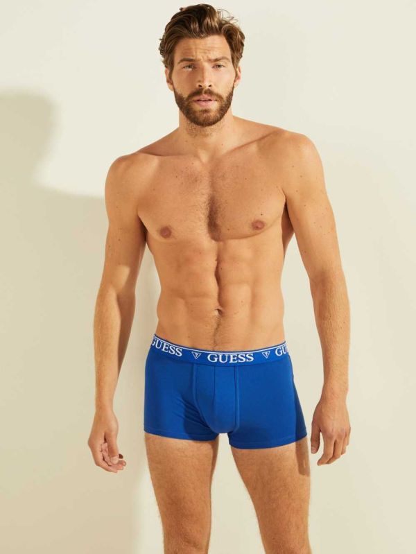 Blue Men's Guess Logo Band Boxer Briefs Underwear Australia Sale | 269KJVHOL