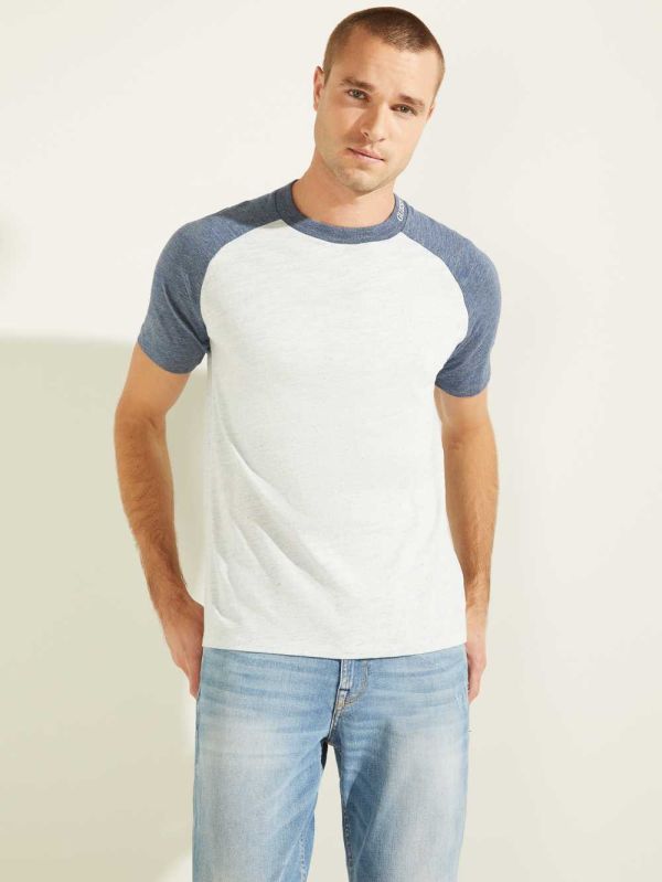 Blue Men's Guess Playa Raglan T-shirt Australia Sale | 954WZBJSN