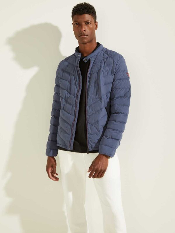 Blue Men's Guess Slim Fit Puffer Jackets Australia Sale | 251MLTFZU