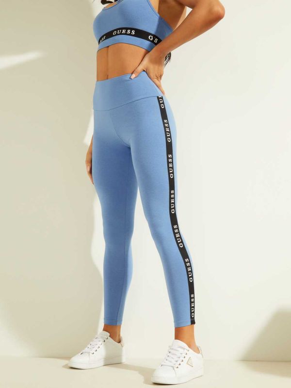 Blue Women's Guess Eco Logo Tape Leggings Australia Sale | 186QPJUSE