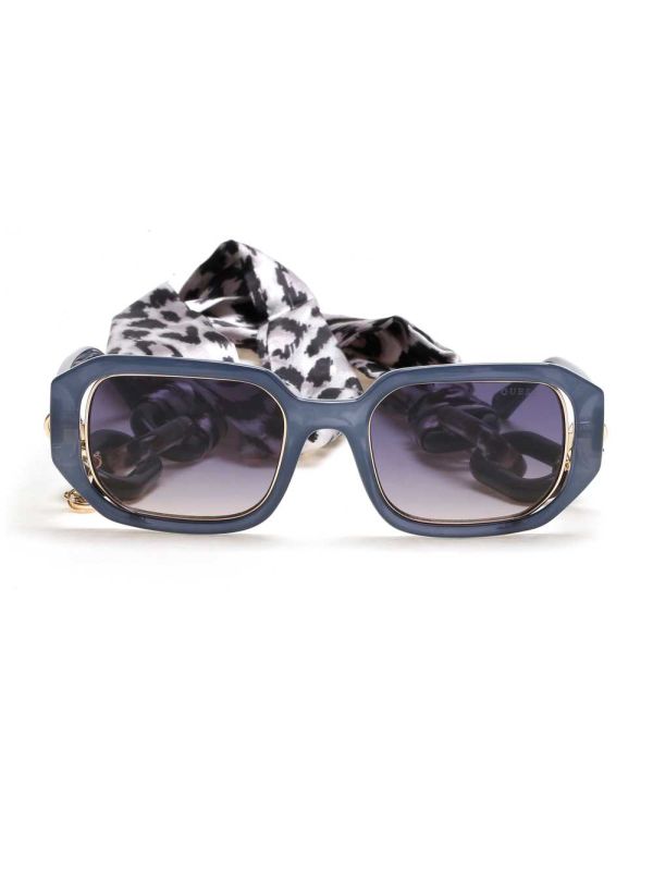 Blue Women's Guess Rectangle Sunglasses Australia Sale | 012YXSAUZ