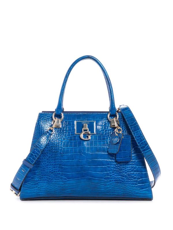 Blue Women's Guess Stephi Girlfriend Satchel Bags Australia Sale | 082XNEYHJ