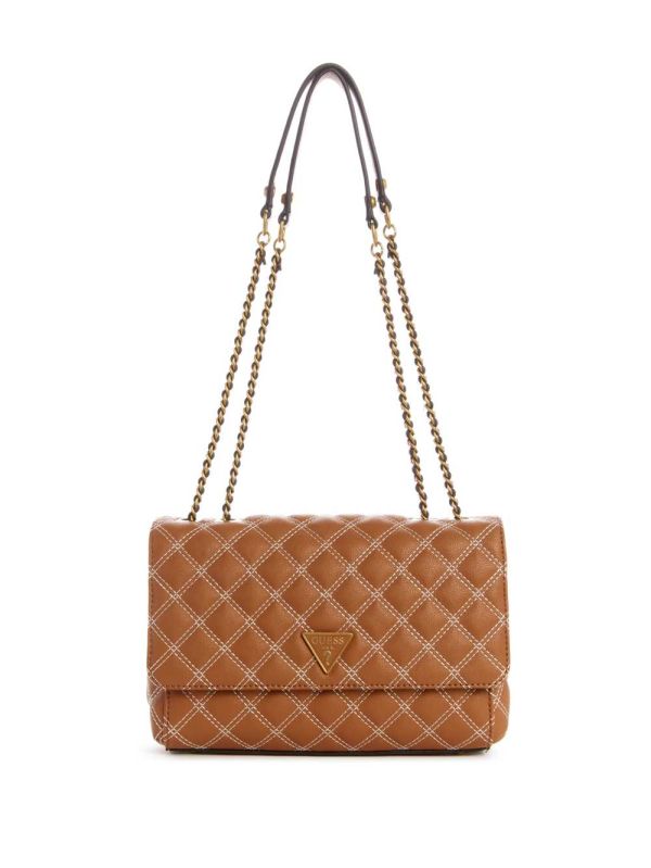 Brown Women's Guess Cessily Quilted Convertible Crossbody Bags Australia Sale | 413QTRYZV