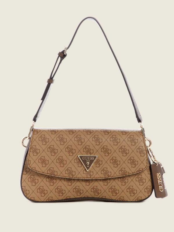 Brown Women's Guess Cordelia Logo Flap Shoulder Bags Australia Sale | 741GFEYVK