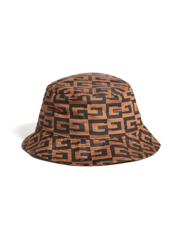 Brown Women's Guess G Checker Logo Bucket Hats Australia Sale | 103JDNQZE