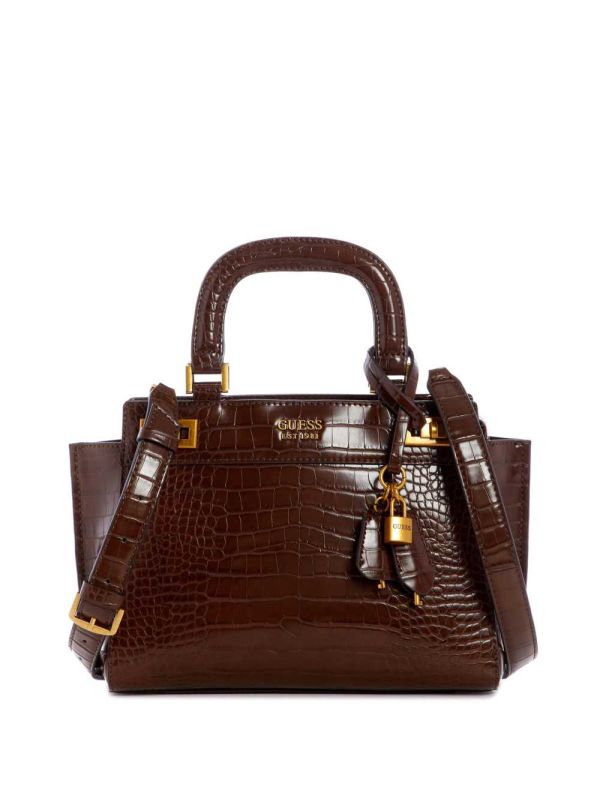 Brown Women's Guess Katey Girlfriend Satchel Bags Australia Sale | 473HMITYV