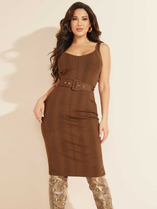 Brown Women's Guess Leon Dresses Australia Sale | 063ELJBCR